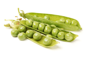 Fresh peas isolated on white background 