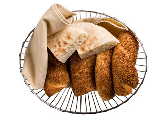 Turkish bagel and lavash in glass plate