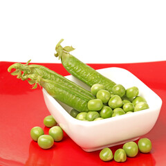 Fresh peas isolated on white background 