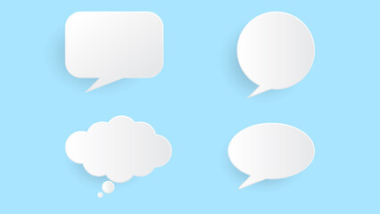 set of speech bubble in paper cut style with white color.vector illustration