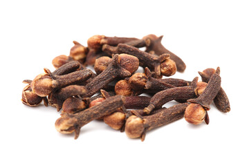dry cloves on white background