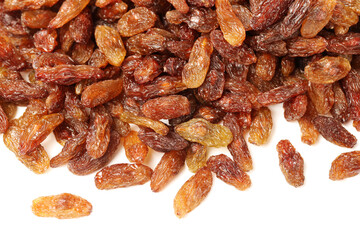  raisins on a white background 