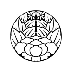 牡丹紋・石持ち地抜き杏葉牡丹（こくもちじぬきぎょうようぼたん）