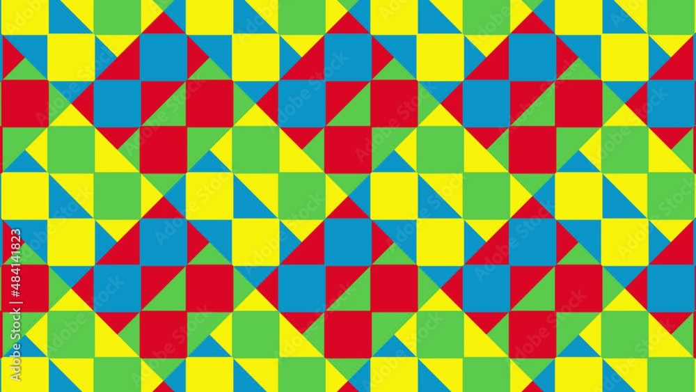 Aufkleber geometric pattern with animated tiles in bold primary colors. abstract multicolor shapes in minimal 