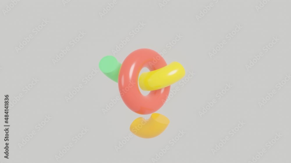 Aufkleber multicolor geometric elements on a white background. seamless loop 3d render abstract animation