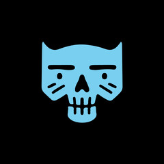 Funny cat skull head illustration. Vector graphics for t-shirt prints and other uses.