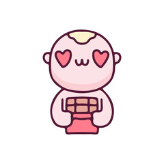 Lovely baby holding chocolate illustration. Vector graphics for t-shirt prints and other uses.