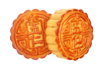 Mid-Autumn Festival moon cake on white background 