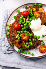 Chickpea pancakes. Vegetarian healthy lunch