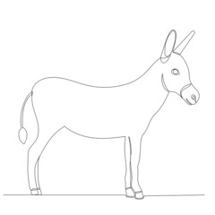 donkey one line drawing ,vector, isolated