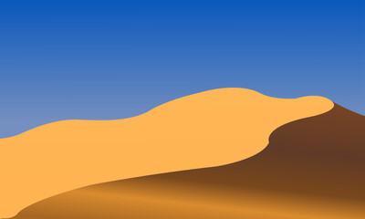 Desert scene arts vector background. Desert dune and blue sky Art design for poster, print, cover,template, wallpaper, Minimal and natural art. Vector illustration.