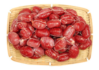 Mini sausages isolated on white background