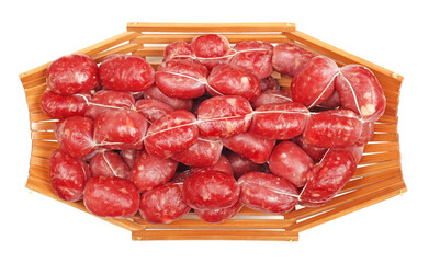 Mini sausages isolated on white background