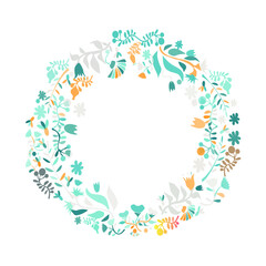 Wreath of flowers. Abstract floral design.