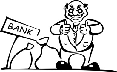 The businessman takes his money in bags from the bank
