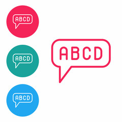 Red line Alphabet icon isolated on white background. Set icons in circle buttons. Vector