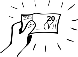 Obraz premium Someone is holding a twenty-euro note 
