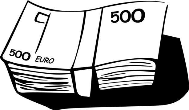 Five hundred euro banknotes are tied with a ribbon
