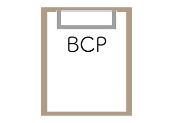 クリップボードにはさんだ事業継続計画、BCP,Business Continuity Plan
