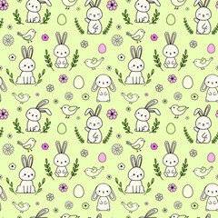 Cute easter pattern, spring vector seamless pattern