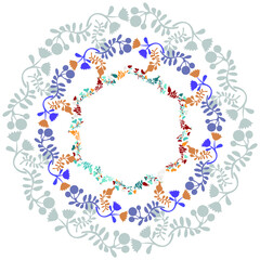 Wreath of flowers. Abstract floral design.
