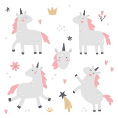 vector set of cute unicorns and elements - 484148878