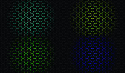 Black hexagon and colored background