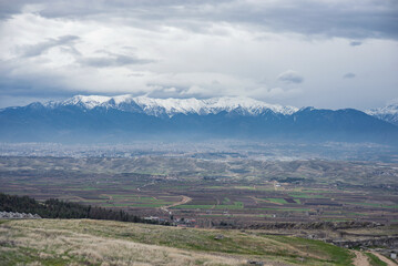 Snowy mountains view from Pamukkale, Denizli, Turkey