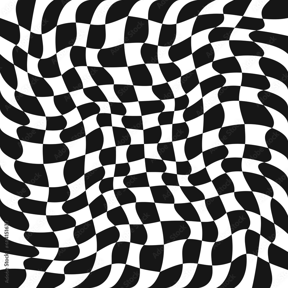 Poster Checker canvas pattern. Wavy vector pattern.
