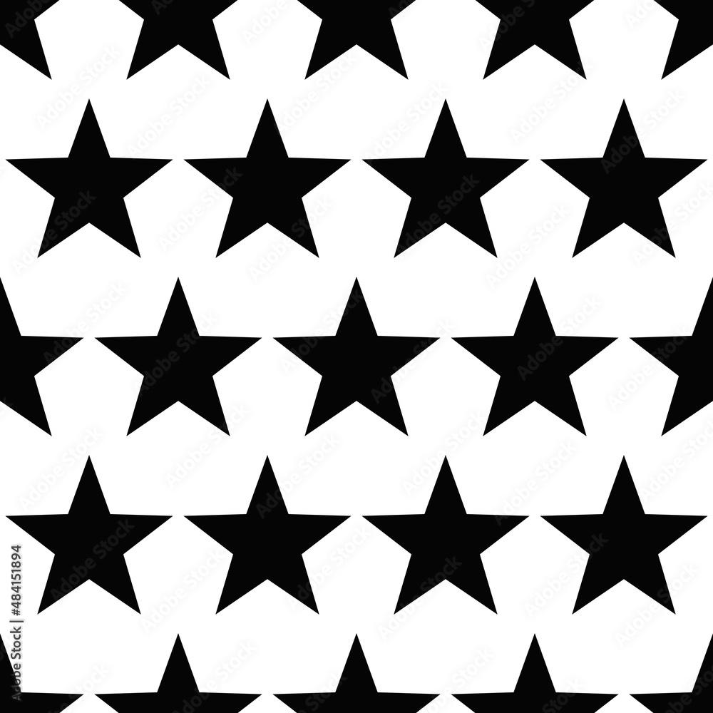 Poster black stars seamless pattern. vector simple stars canvas.