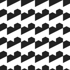 Cornered shapes. Vector seamless black or white lines.