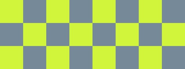 Checkerboard banner. Light Slate Grey and Lime colors of checkerboard. Big squares, big cells. Chessboard, checkerboard texture. Squares pattern. Background.