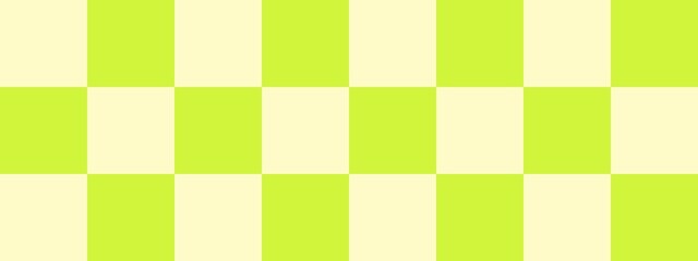 Checkerboard banner. Lime and Beige colors of checkerboard. Big squares, big cells. Chessboard, checkerboard texture. Squares pattern. Background.