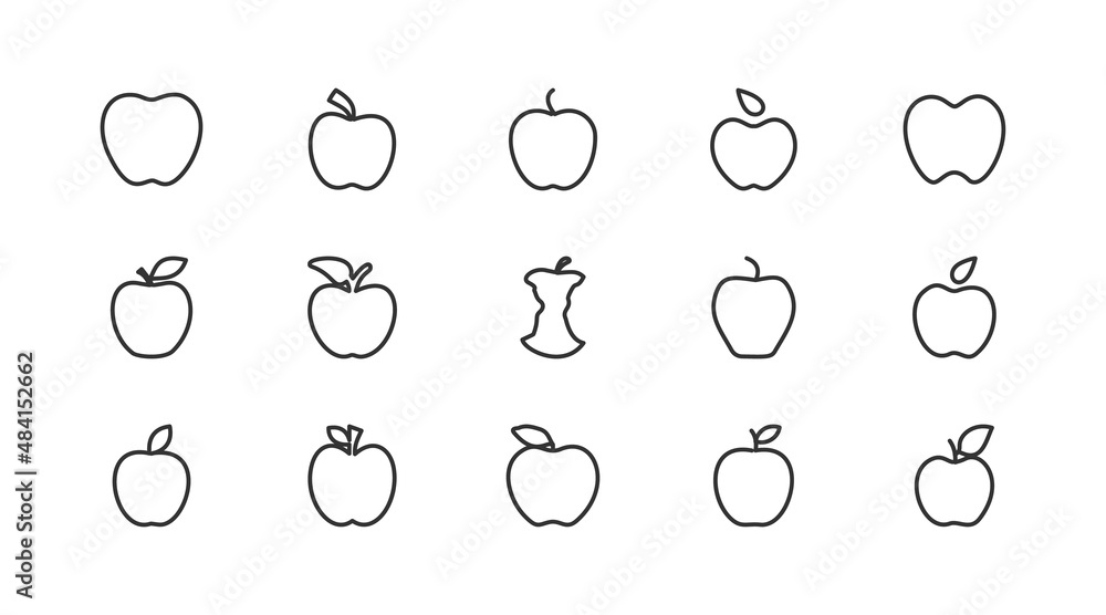 Poster Premium pack of apple line icons.