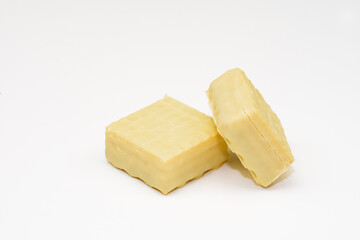 Vanilla wafers isolated on white background. Wafers filled with chocolate and vanilla cream