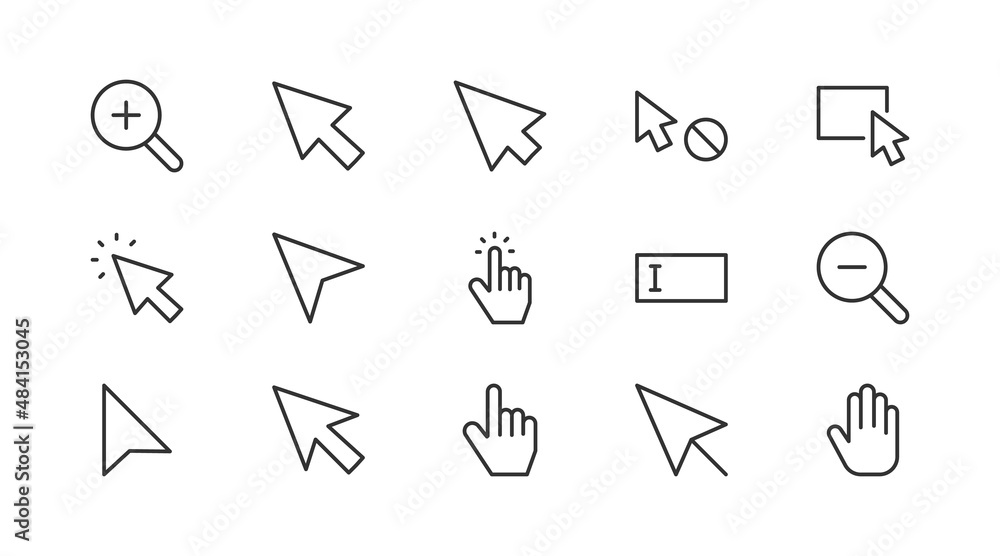 Poster editable vector pack of cursor line icons.