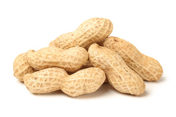 Peanuts on a white background