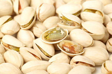 Pistachios on white background