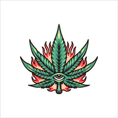 Obraz premium weed tattoo vector design