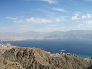 Eilat Mountains Reserve looking toward Coral Beach along the Red Sea