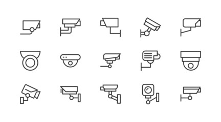 Linear icon set of cctv .