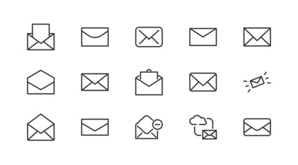 Editable vector pack of envelope  line icons.