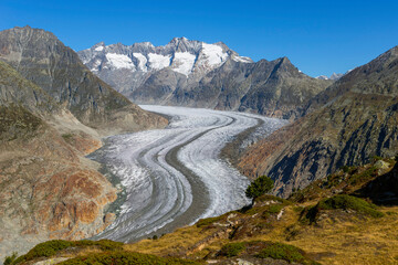 Der Aletschgletscher in der Jungfrau-Region im Wallis, Schweiz