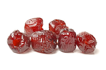 sugar preserved red date on white background