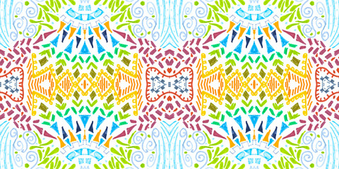 Fototapeta na wymiar Seamless watercolor triangles pattern. Hand drawn geometric mosaic.