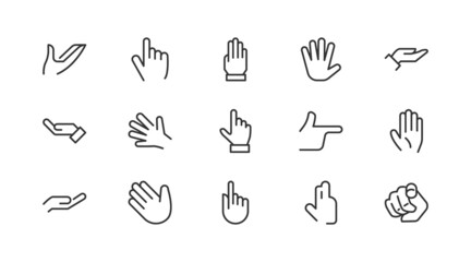 Set of hand  line icons.
