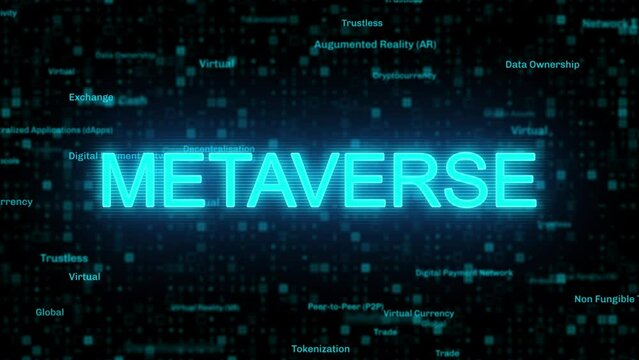 Metaverse web 3.0 related words digital futuristic background continous perfect loop