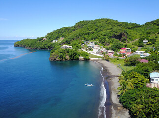 Aerial view of Layou beach, Layou, St. Vincent and the Grenadines, Caribbean