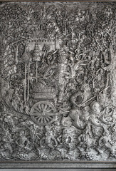 Engraving silver craft work in temple.Traditional art of Chiang Mai,Thailand.