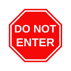 Do not enter octagon sign isolated on white.